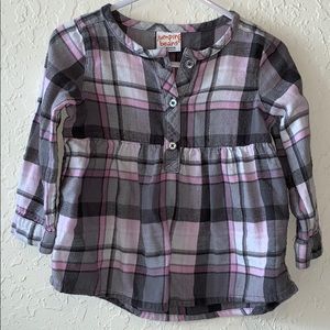 Long Sleeved Plaid Babydoll Shirt Size 18 Months